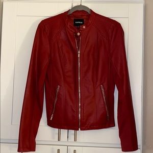 Red vegan leather jacket